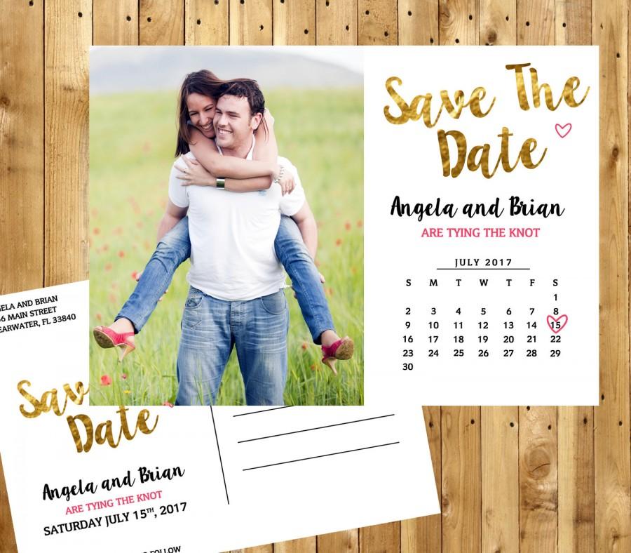 Wedding - Save the Date cards, Save the date printable, Save the date calendar card, save the date photo card, wedding announcement, printable card