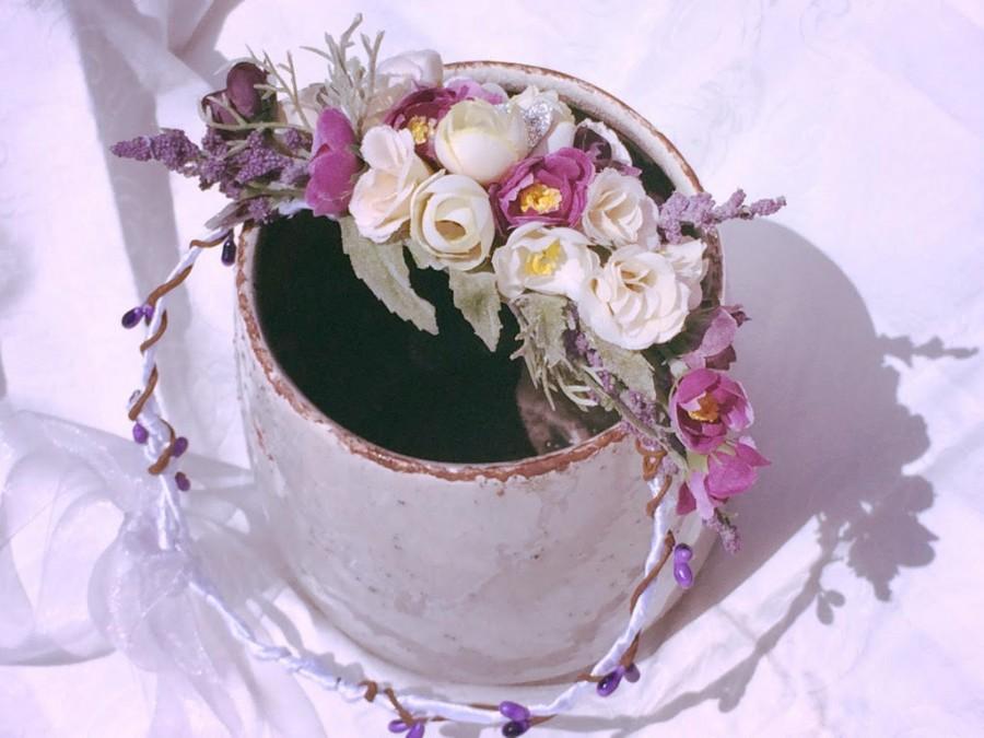 Wedding - Bridal Headpiece, Flower Bridal Hair Piece, Flower Bridal Headpiece, Bridal Hair Halo, Flower Wedding Crown, Flower Girl Headpiece