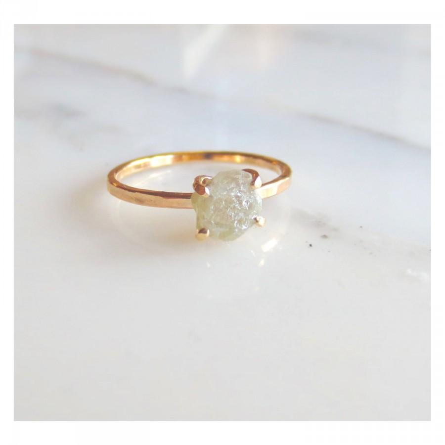 Hochzeit - Custom Engagement Ring, Raw Diamond Alternative, Rough Uncut Stone, Women's Wedding Ring Rose Gold, Yellow Gold or White Gold Made To Order