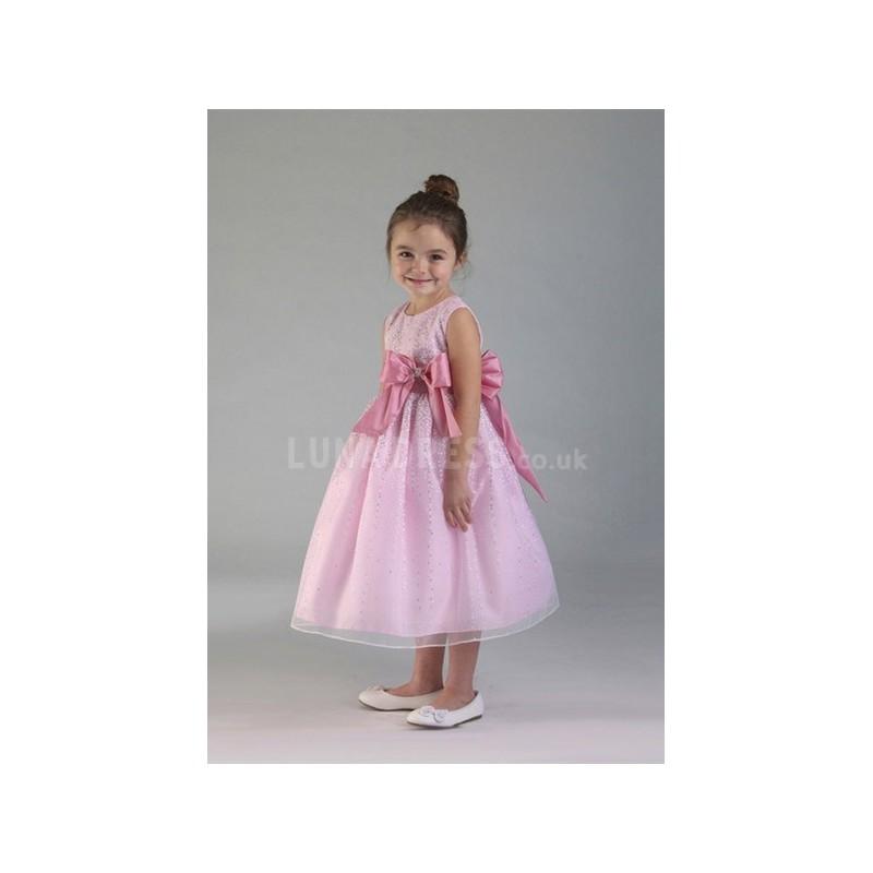زفاف - Jewel Organza Tea Length Ball Gown With Bowknot Flower Girl Dresses - Compelling Wedding Dresses