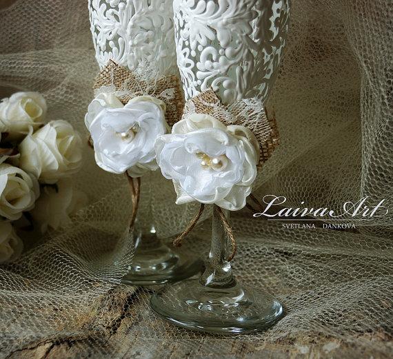 Mariage - Rustic Wedding Champagne Flutes Wedding Champagne Rustic Toasting Flutes Rustic Wedding