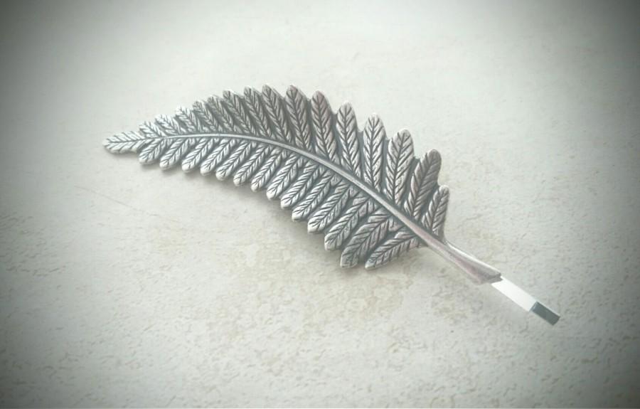 Mariage - Antique  Silver Fern Leaf Bobby Pin Silver Fern Leaf Hair Pin Hair Accesories Bridal Hair Leaf Headpiece