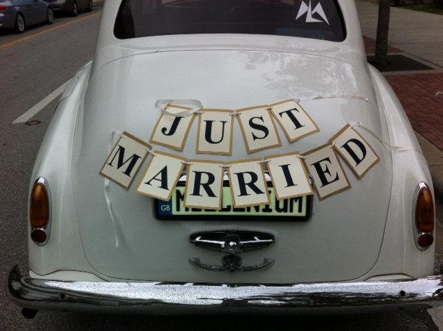 Wedding - Just Married Car Sign, Car Sign, Car Banner, Bridal Car sign
