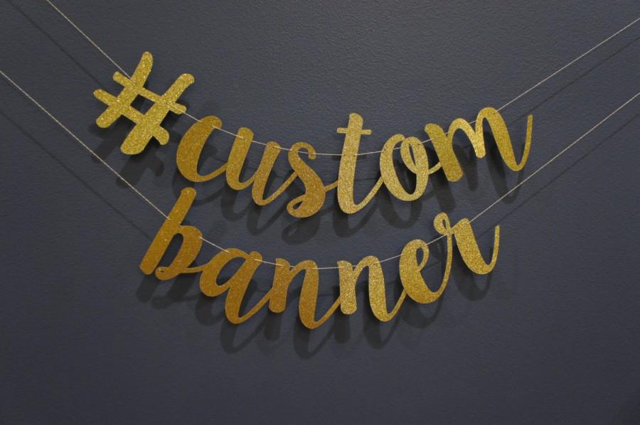 Wedding - Custom Banner / Sign Gold Glitter Script 