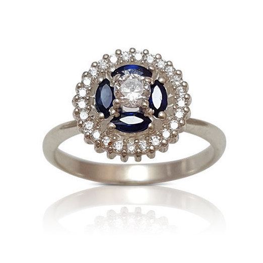 زفاف - Sapphire Engagement Ring, Unique Engagement Ring, Sapphire Ring, Anniversary Ring, Antique, Vintage, Art Nouveau Ring, Fast Free Shipping