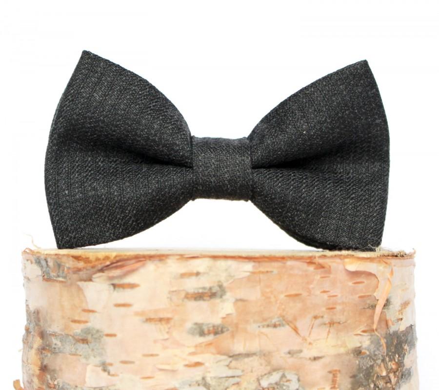 Mariage - GREY BOW TIE - Dark Grey Bow Tie, Boys & Mens Bow Tie, Grey Textured Bow Tie