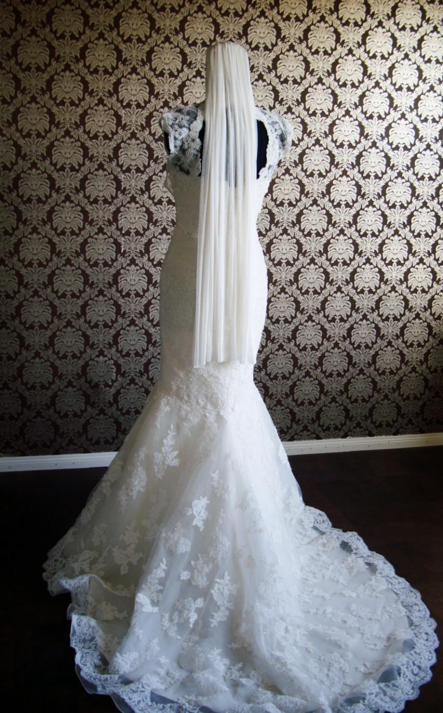 Свадьба - Natural Silk Tulle, Soft Silk Tulle Bridal Veil by IHeartBride V#ES60 Hanging Veil, Collapsing Veil, Drape Veil, Fingertip Length
