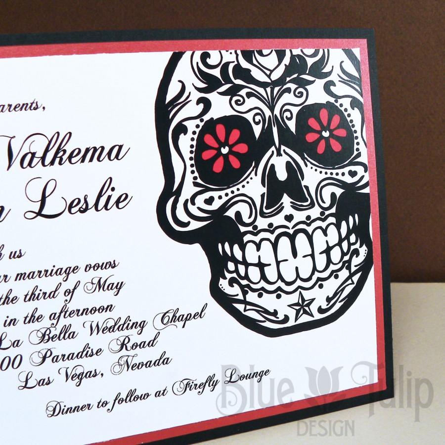 Hochzeit - Tattoo Style Sugar Skull Alternative Style Invitation