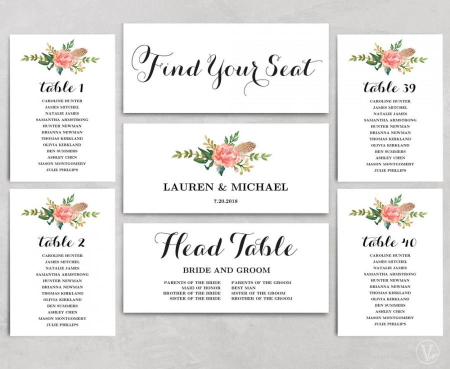 Printable Wedding Seating Chart Template