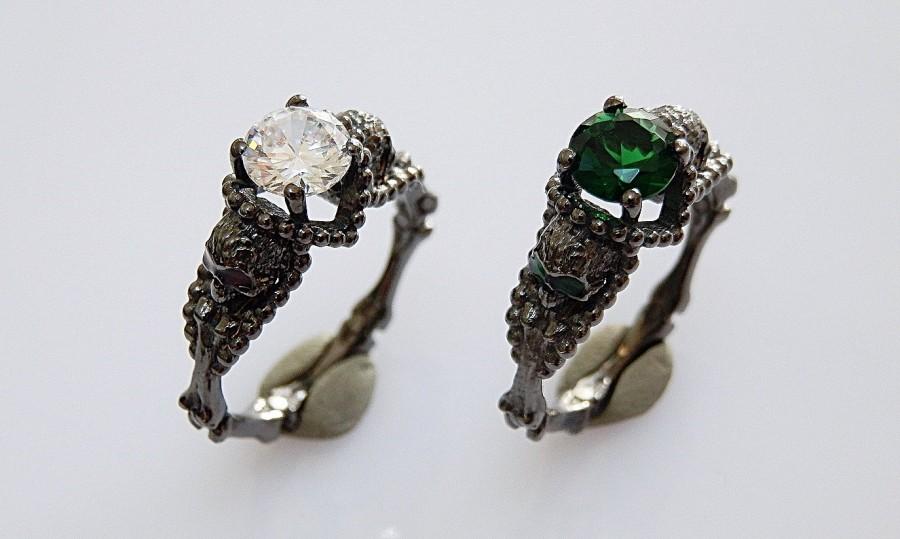 زفاف - Skull Engagement Ring - Gothic Ring - Dainty Skull Ring - 925K Sterling Silver Ring - Design Ring - Christmas gift - Vapor Skull Ring