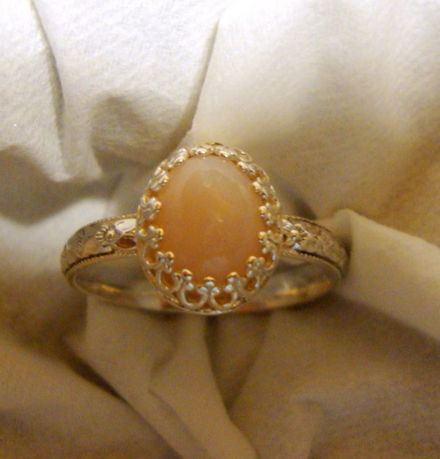 Свадьба - Ring Soft Pink Opal in eco-friendly recycled sterling silver or 14k gold -Custom Made in your Size - Joyful, soothing, Feminine, Classy
