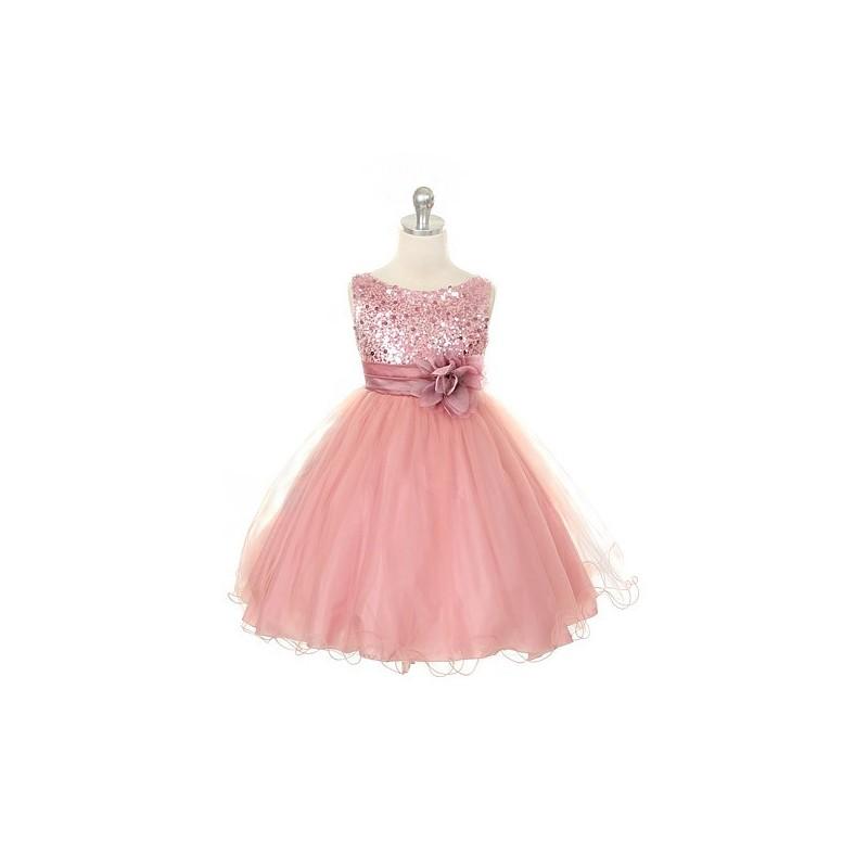 Wedding - Dusty Rose Sequined Bodice w/ Double Layered Mesh Dress Style: D305 - Charming Wedding Party Dresses