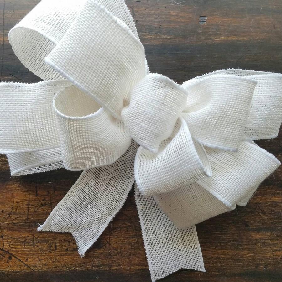 زفاف - White burlap bow, White wreath bow, big white bow, white wedding bow, big white bow, big white wreath bow, large burlap bow, large white bow