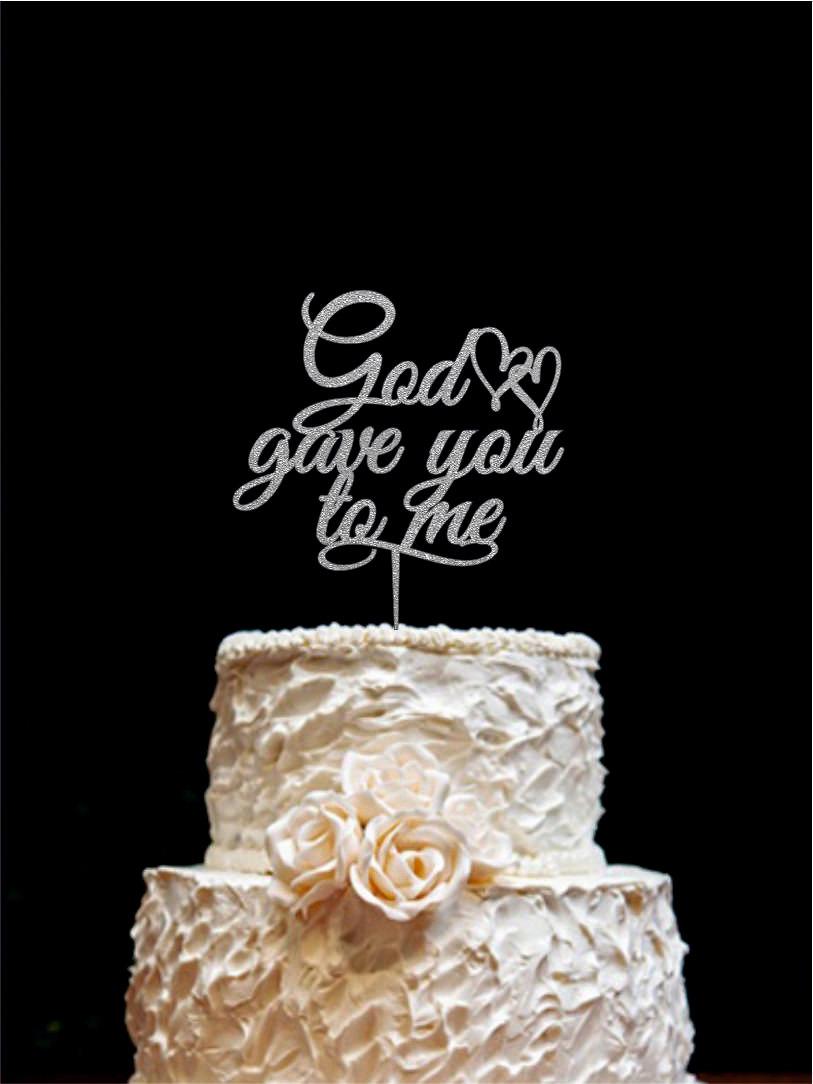 زفاف - Wedding Cake Topper- God Gave Me You, Rustic Wooden Cake Topper