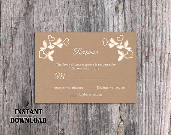 Свадьба - DIY Lace Wedding RSVP Template Editable Word File Instant Download Burlap Rsvp Template Printable Vintage Rsvp Floral RSVP Card Rustic Rsvp
