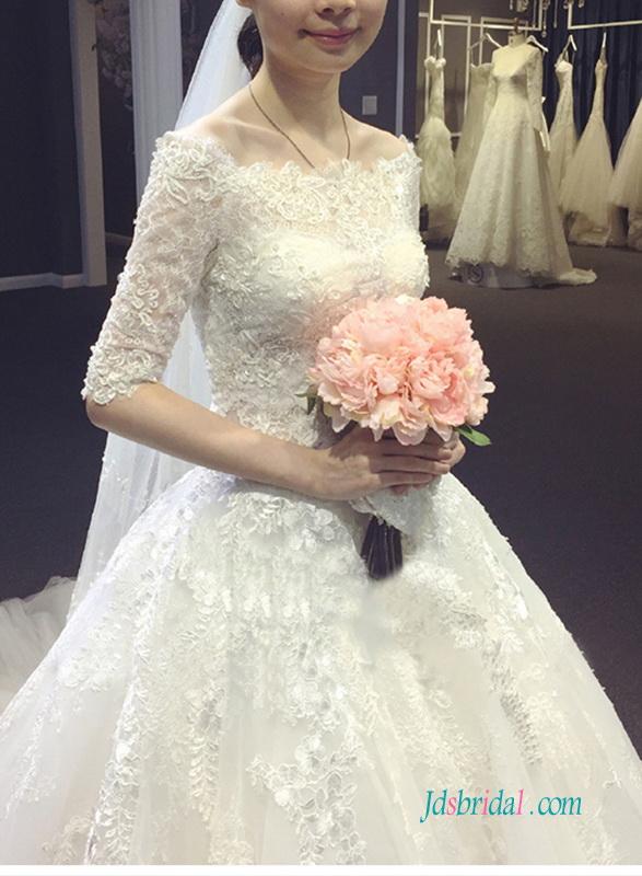 Mariage - Dreamy modest half length sleeved princess ball gown wedding dress