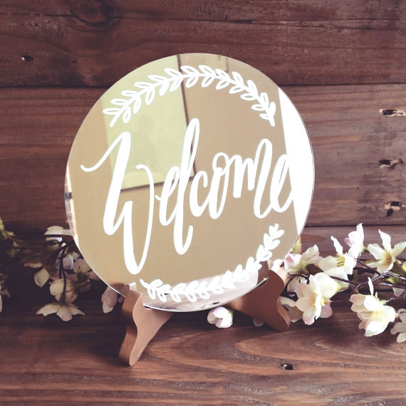 زفاف - Wedding Sign, Calligraphy Glass Mirror Sign, Rustic Vintage Glam Wedding 