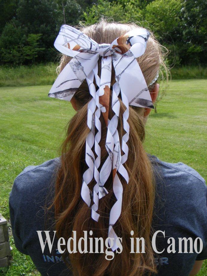 Wedding - Hair bow CAMO RIBBON your color choice