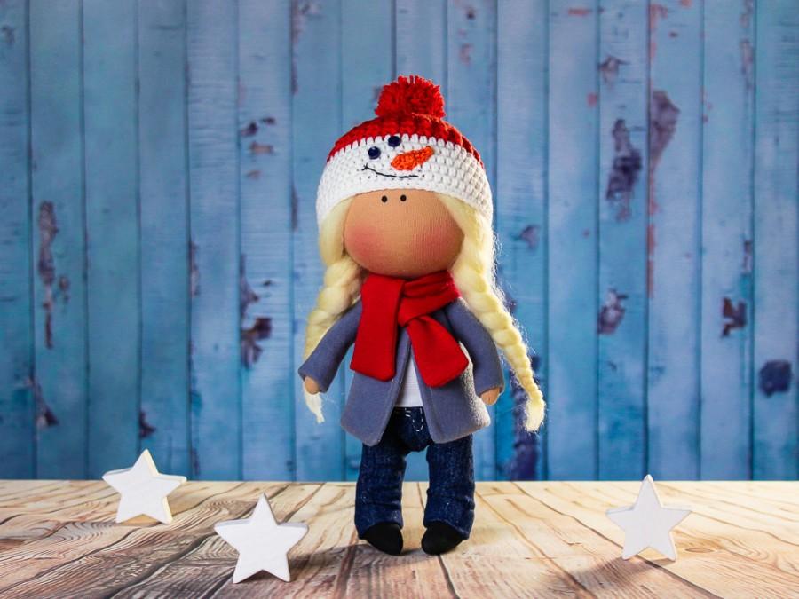 Свадьба - Doll Erika. Tilda doll. Textile doll. Soft toy. Сollection La Petite. Snowman hat. Сloth doll.  Rag doll. Interior doll. Christmas gift