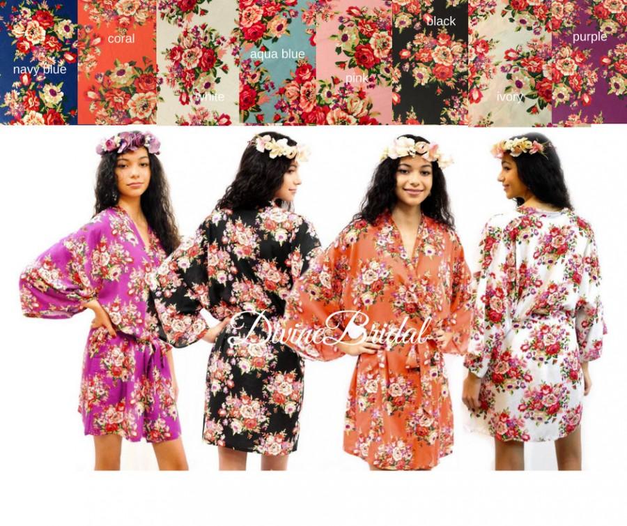 Wedding - Set of 2  Bridesmaid Robes, Floral Robe, Getting Ready, Bridesmaids Gift, Fast Shipping from New York, Set of Robes, Kimono Robe, Wedding