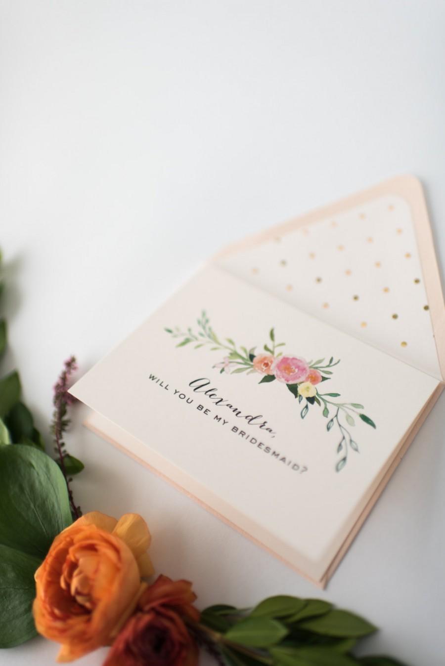زفاف - personalized will you be my bridesmaid cards + lined envelopes  // lola louie paperie