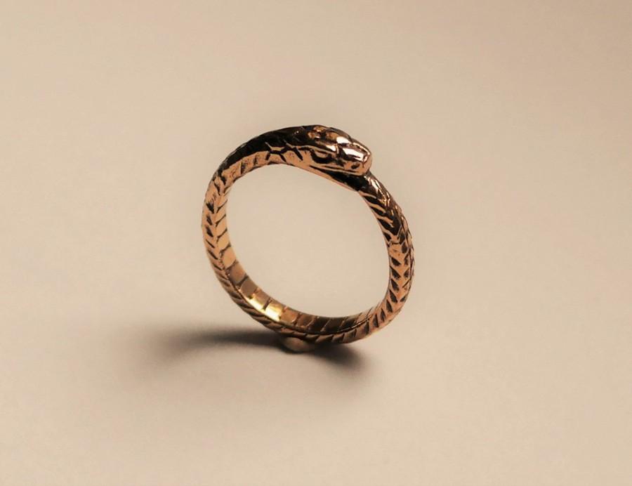 Wedding - Ouroboros bronze ring handmade brass ouroboros ring