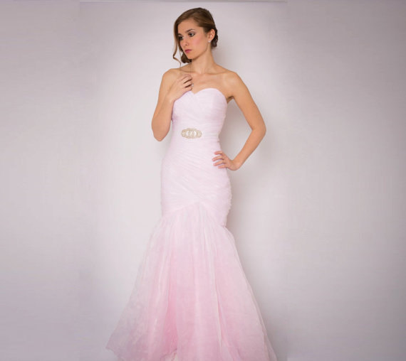 Hochzeit - Blush Wedding Dress - Couture Wedding Gown - Colored Wedding Dress Pink, Blue, Green, Yellow, Orange, Purple