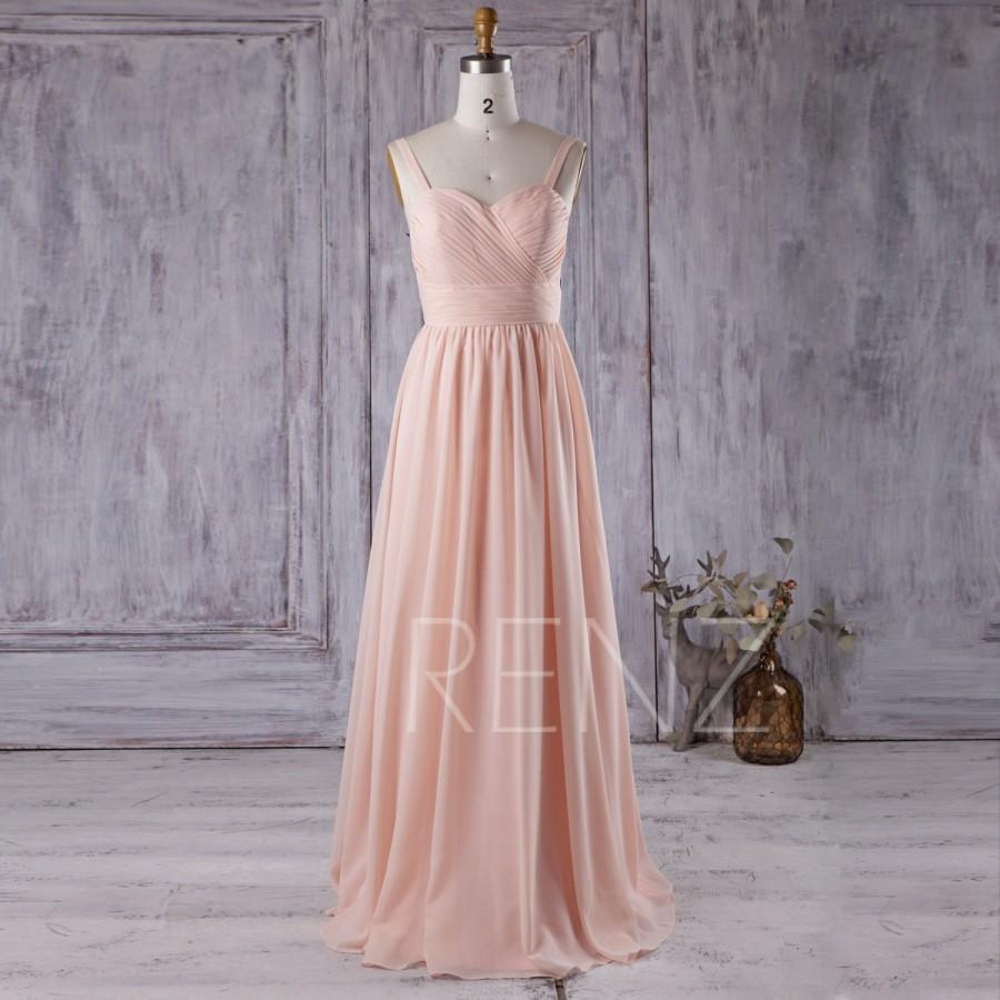 Hochzeit - 2016 Light Wheat Bridesmaid Dress, Sweetheart Chiffon Wedding Dress, Spaghetti Straps Prom Dress, Evening Gown Floor Length (X022)