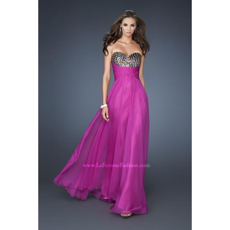 Mariage - Buy Empire A-line Strapless Chiffon Nice Fuchsia Open Back Prom/evening/bridesmaid Dresses La Femme 18846 - Cheap Discount Evening Gowns