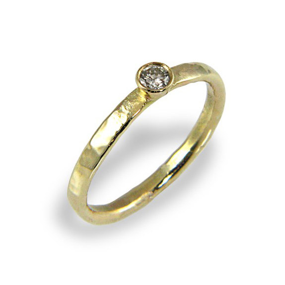 زفاف - Engagement Ring , Solitaire Ring, Diamond Ring , 14K Yellow Gold Ring, Diamond Bands, Engagement Band, Gold Engagement Ring, Hammered Ring