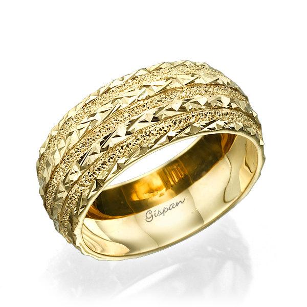 Mariage - Wedding Band Woman, Wedding Ring, Gold Wedding Ring, Glitter Ring, Unique wedding band, 14k Wedding band, Round Ring, Rings, Wide Ring