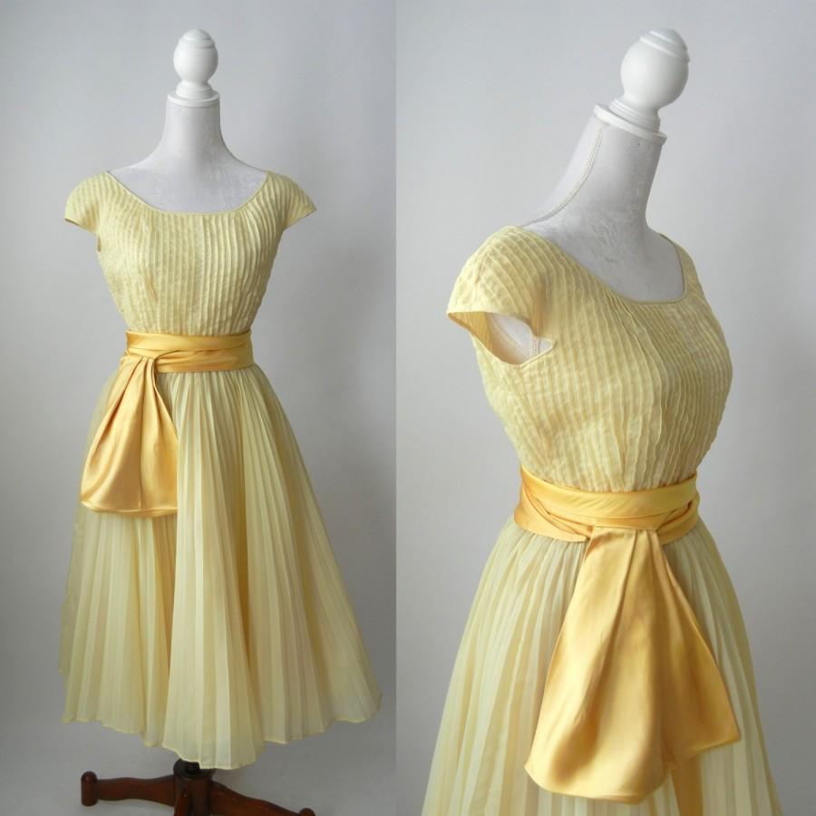 Hochzeit - 1950s Dress, 1950 Yellow Dress, Vintage Yellow Dress, Retro 50s Dress, Formal Yellow Dress, Yellow Wedding Dress, Yellow Bridal Dress, Rappi