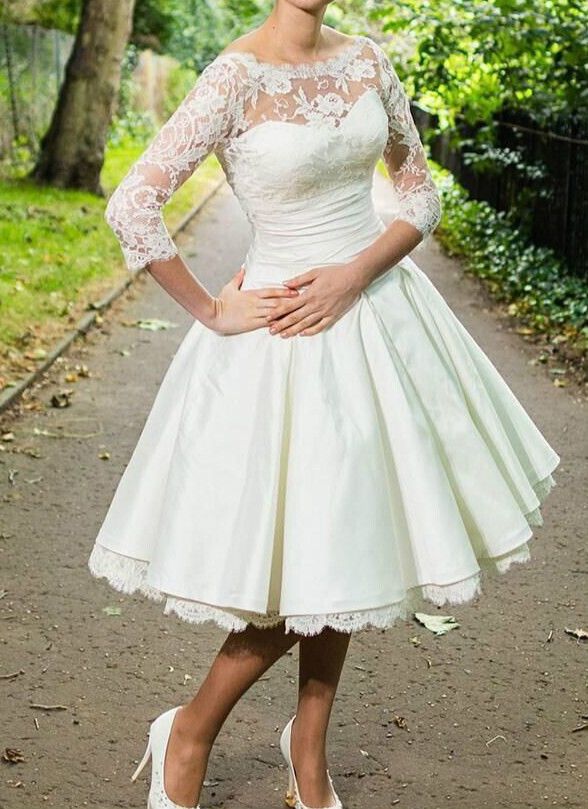 Vintage Tea Length White Ivory Lace Wedding Dress 2612460 Weddbook