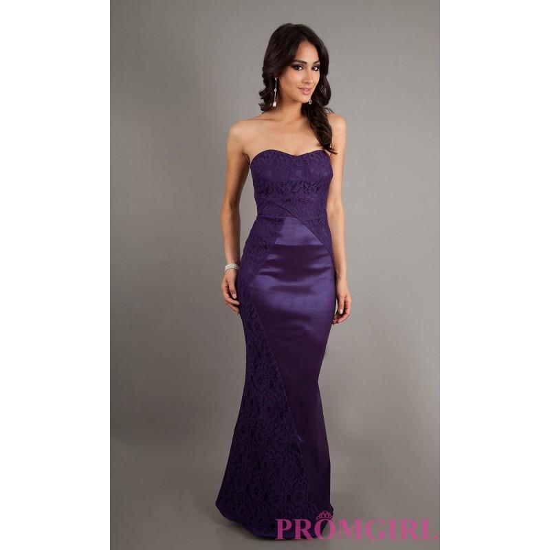 زفاف - Strapless Lace Mermaid Dress in Purple - Brand Prom Dresses