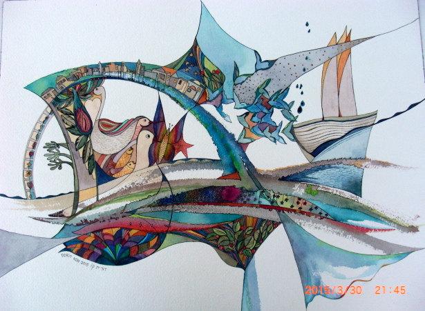 Mariage - Magic Star-Art & Collectibles Original Watercolors Painting ORIGINAL PAINTING,Fine Art,Original Art,Ooak Painting  WATERCOLOUR Aquarelle Art