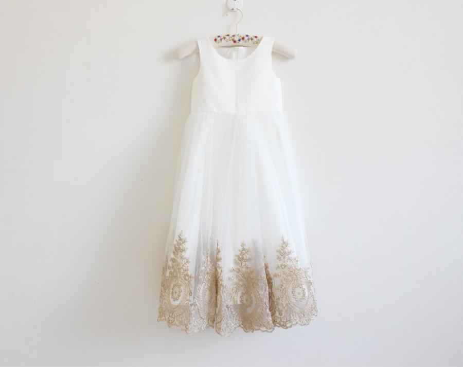Mariage - Light Ivory Flower Girl Dress with Embroidery Straps Ivory Baby Girl Dress Ivory Embroidery Flower Girl Dress Floor-length