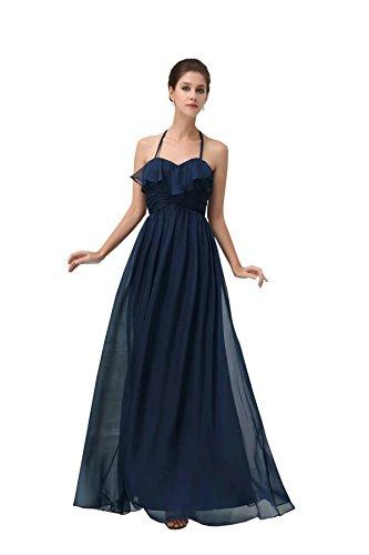 Mariage - Angelia Bridal Women's Navy Backless Halter Prom Party Bridesmaid Long Dress