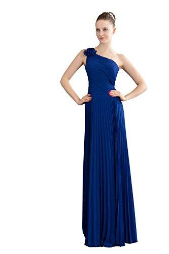 زفاف - Angelia Bridal Flowers One Shoulder Pleated Long Prom Party Dress (14,Blue )