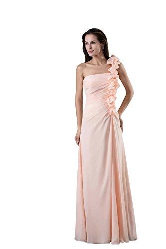 زفاف - Angelia Bridal Strapless One Shoulder Chiffon Long Bridesmaid Dresses (14,Pink)