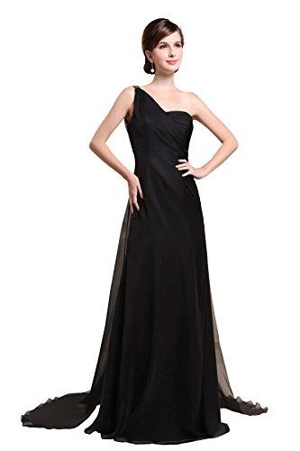 زفاف - Angelia Bridal One Shoulder Chiffon Sequin Bridesmaids Dresses (14,Black)