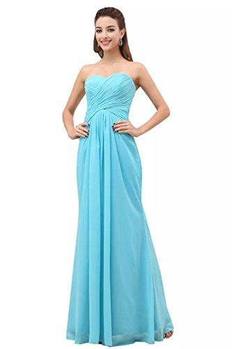 Mariage - Angelia Bridal A-Line Chiffon Bridesmaid Dress Strapless Long Prom Evening Gown (8,Sky Bule)