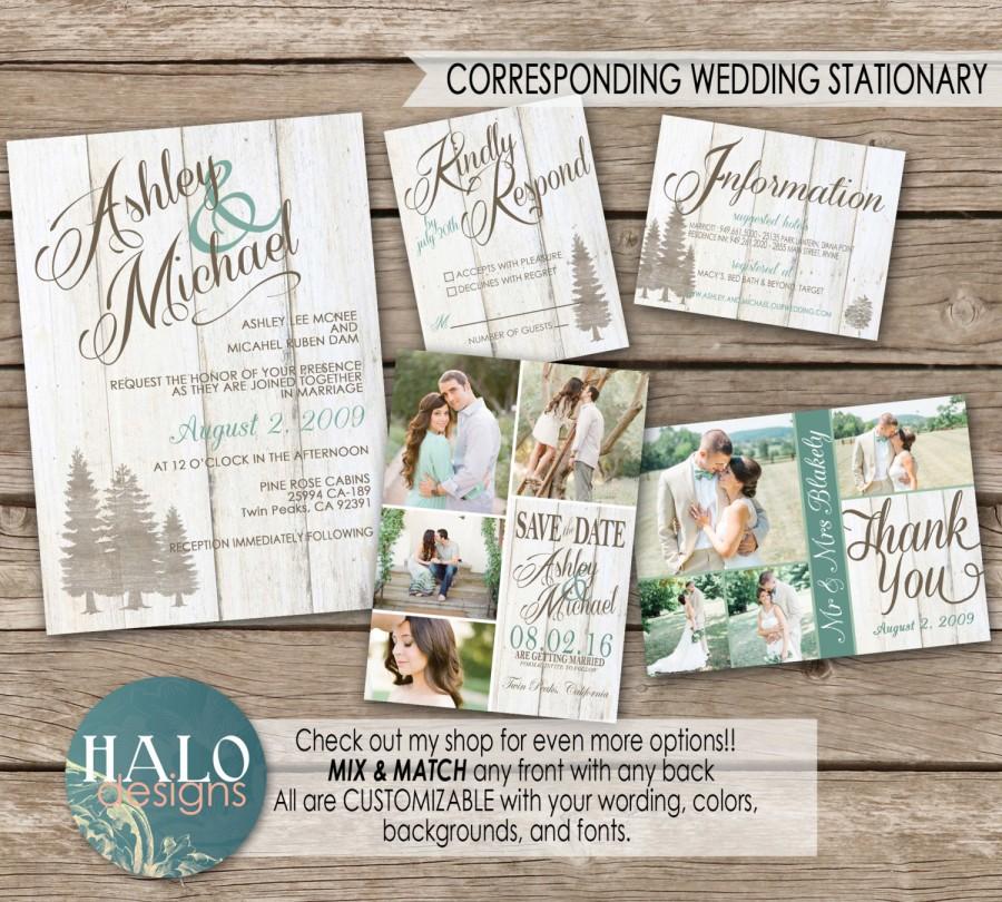 Wedding - Rustic Mountain Wedding Invitaiton, Save The Date, Invitation Kit, Thank You Card, Printable, Postcard