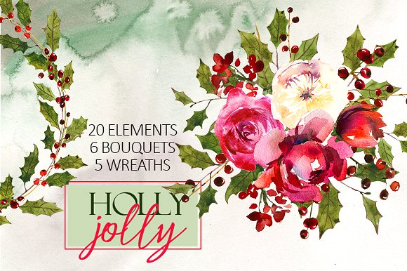Hochzeit - Holly Steams Christmas Watercolors