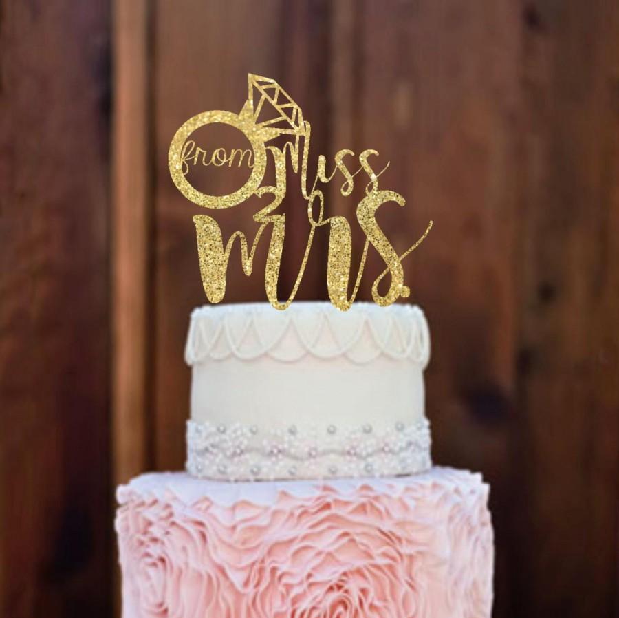 Свадьба - Cake Topper, Bridal Shower decorations, Engagement Cake Topper, Bachelorette Cake Topper, Miss to Mrs, Engagement Photo Prop, Bridal decor