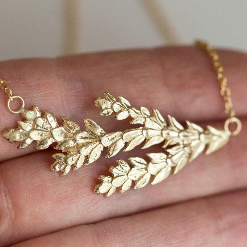 Mariage - Real Gold Seattle Leaf Pendant - Real Leaf Casting in Solid Gold - Grecian Forest Necklace - Leaves Nature necklace by Anueva Jewelry