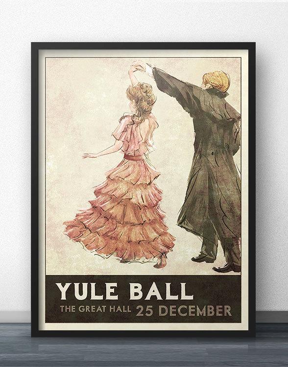زفاف - Yule Ball Poster - 1930s Retro Style - Inspired by Harry Potter (Pink Dress)