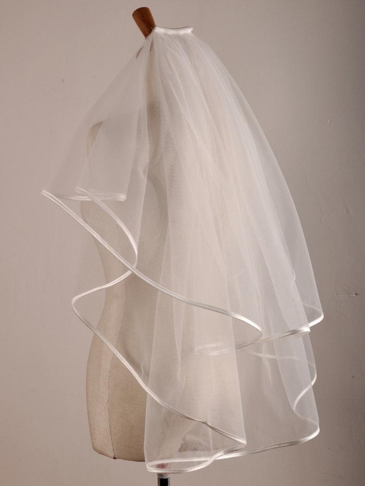 زفاف - Ivory double layer 55-80cm with comb simple bridal veil wedding accessories