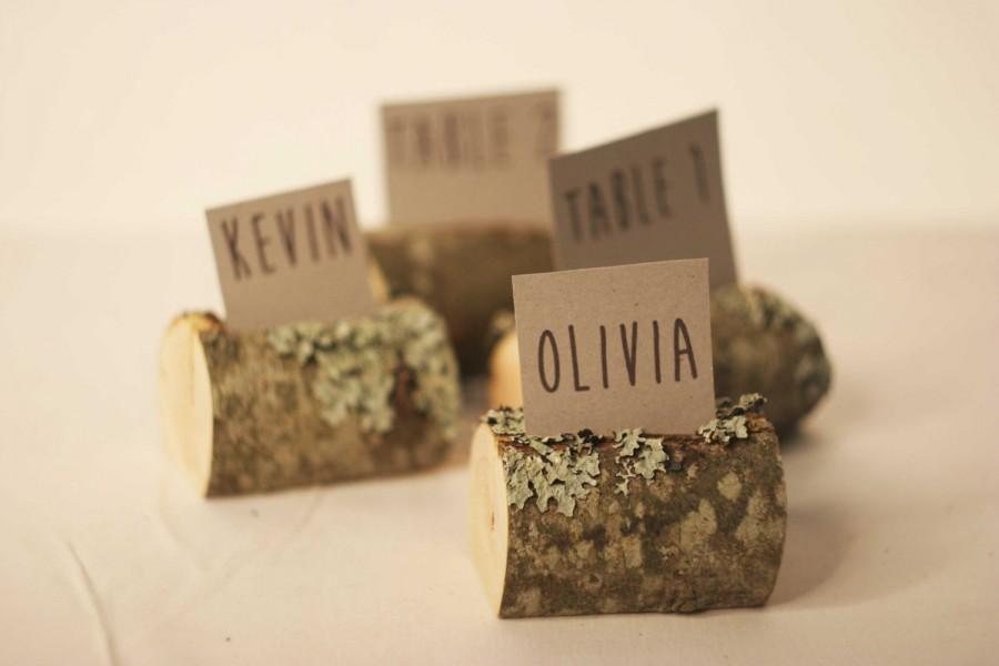 Mariage - 12 pieces rustic place card holders, Wedding place card holders, wooden name card holders, party name card holders