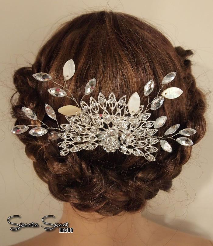Wedding - Bridal Rhinestone Hair Comb, Bridal Comb, Crytal Hair Comb, Wedding Accessories, Bidal Headpiece, Wedding hair Comb, Peacock