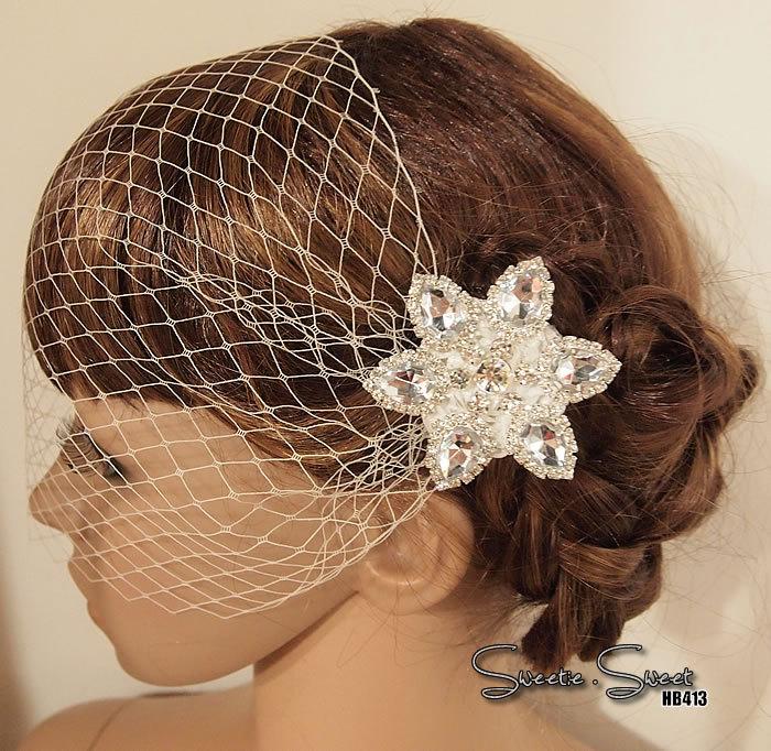 Hochzeit - wedding Hair Comb, Bridal Veil, Wedding Veil, Bridal Comb, Face Veil, Birdcage Veil, Blusher veil, Bridal headpiece, wedding Headpiece